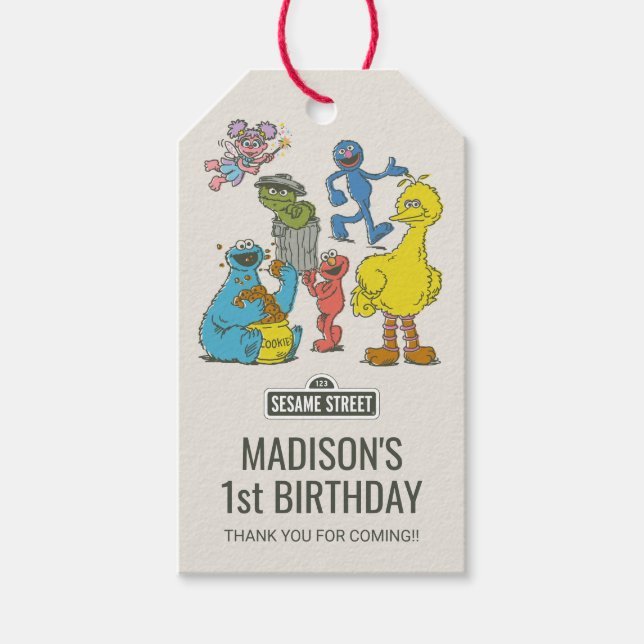 Étiquette de cadeau d'anniversaire avec personnage (Devant)