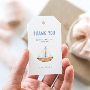 Étiquette de cadeau d'anniversaire de voilier char