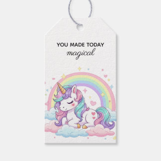 Étiquette de cadeau d'anniversaire pastel magique 