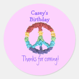 Étiquette de cadeau d'anniversaire signe de paix