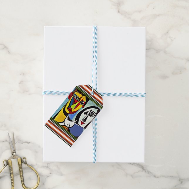 Étiquette de cadeau d'art abstrait (Avec de laficelle)