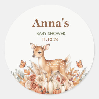 Étiquette de cadeau de baby shower Biche en forêt