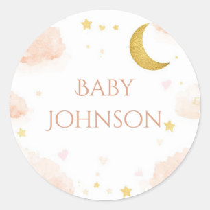 Étiquette de cadeau de baby shower céleste Étoil