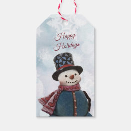 Étiquette de cadeau de bonhomme de neige
