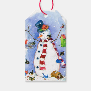 Étiquette de cadeau de bonhomme de neige de vacanc