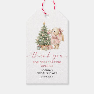 Étiquette de cadeau de douche de Noël de lapin