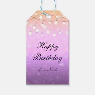 Étiquette de Cadeau de Fête avec Guirlande de Lumi