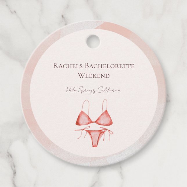 Étiquette de cadeau de fête de bachelorette de pla (Devant)