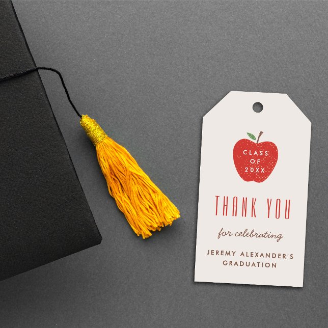 Étiquette de cadeau de fête de fin d'études de pom (Créateur téléchargé)