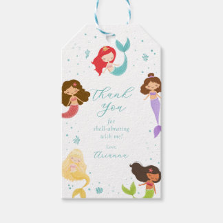 Étiquette de cadeau de fête de sirène arc-en-ciel