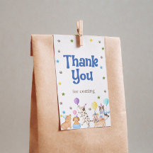 Étiquette de cadeau de fête Let's Pawty Puppy pour