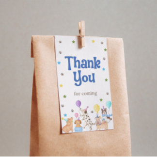 Étiquette de cadeau de fête Let's Pawty Puppy pour