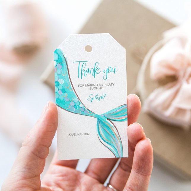 Étiquette de cadeau de fête Queue de Sirène Aquama (Créateur téléchargé)