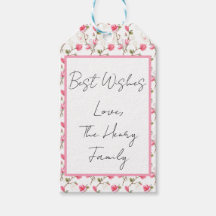 Étiquette de cadeau de fleur de magnolia rose, per