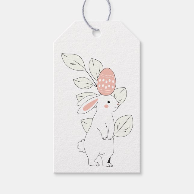 Étiquette de cadeau de lapin de Pâques mignonne (Devant)