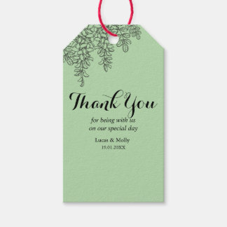 Étiquette de cadeau de mariage à feuille de fougèr
