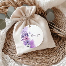 Étiquette de cadeau de mariage à fleurs violettes