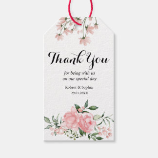 Étiquette de cadeau de mariage Blush Pink Bloom