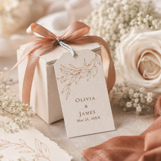 Étiquette de cadeau de mariage botanique en terre 