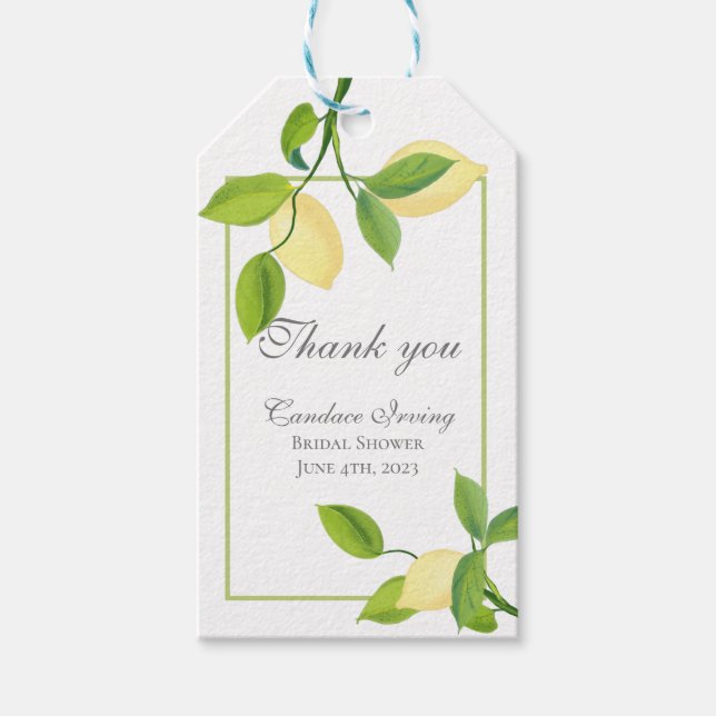 Étiquette de Cadeau de Mariage Élégants Citrons (Devant)