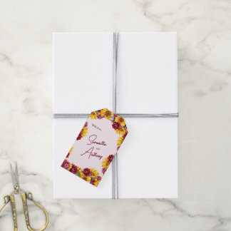 Étiquette de cadeau de mariage Magenta et Jaune Do