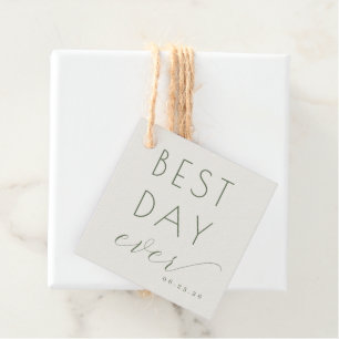 Étiquette de cadeau de mariage minimaliste vert jo