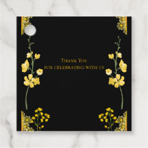 Étiquette de cadeau de mariage noir et or