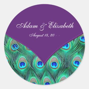 Étiquette de cadeau de mariage Plum Purple Paon