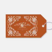 Étiquette de cadeau de mariage Shabby Chic Orange 