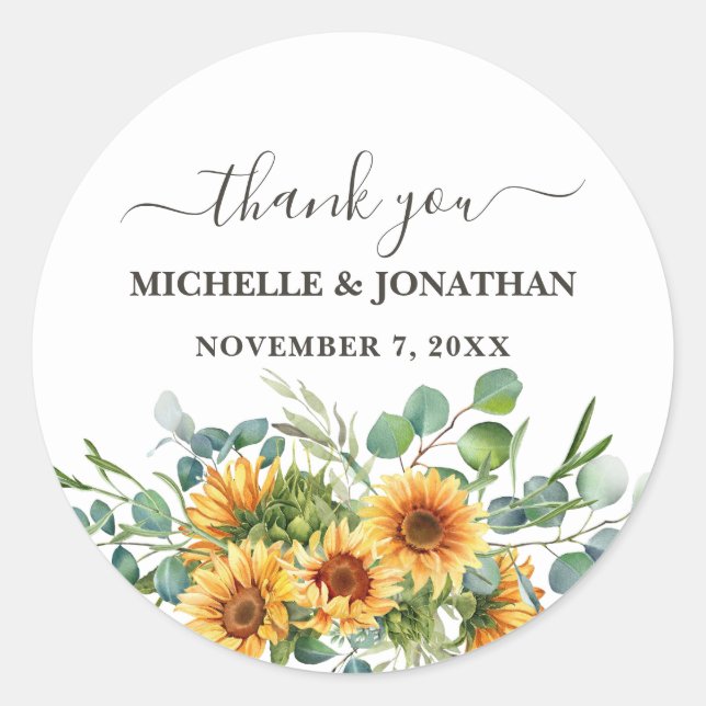 Étiquette de cadeau de mariage Tournesol Rustique  (Devant)