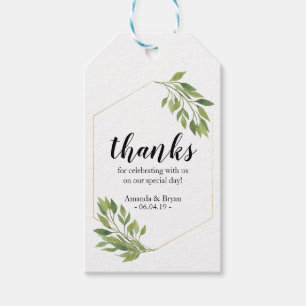 Étiquette de cadeau de mariage vert Favor Balise b