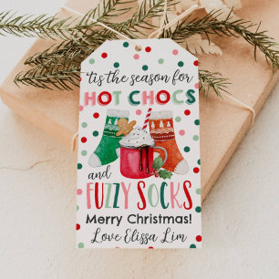 Étiquette de cadeau de Noël Chocs Chauds Et Chauss