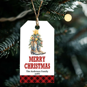 Étiquette de cadeau de Noël de campagne à cheval p
