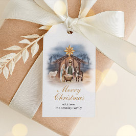 Étiquette de cadeau de Noël de la Nativité
