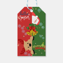 Étiquette de cadeau de Noël de renne et Père Noël 