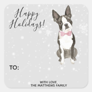Étiquette de cadeau de Noël de vacances de chien