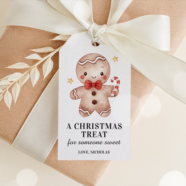 Étiquette de cadeau de Noël en forme de bonhomme e (Gingerbread Man Holiday Gift Tag)