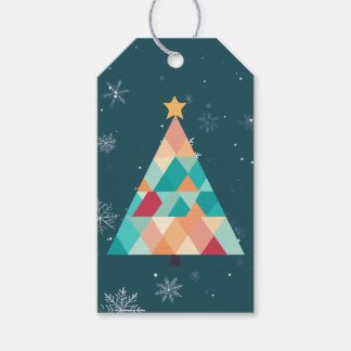 Étiquette de cadeau de Noël en mosaïque moderne po