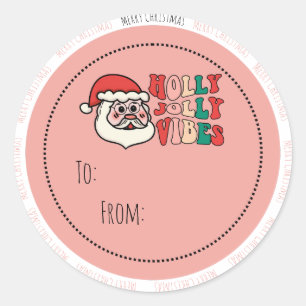 Étiquette de cadeau de Noël Holly Jolly Vibes
