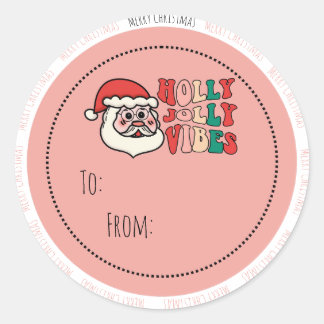 Étiquette de cadeau de Noël Holly Jolly Vibes