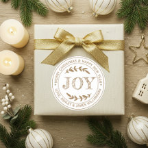 Étiquette de cadeau de Noël JOY Gold Message