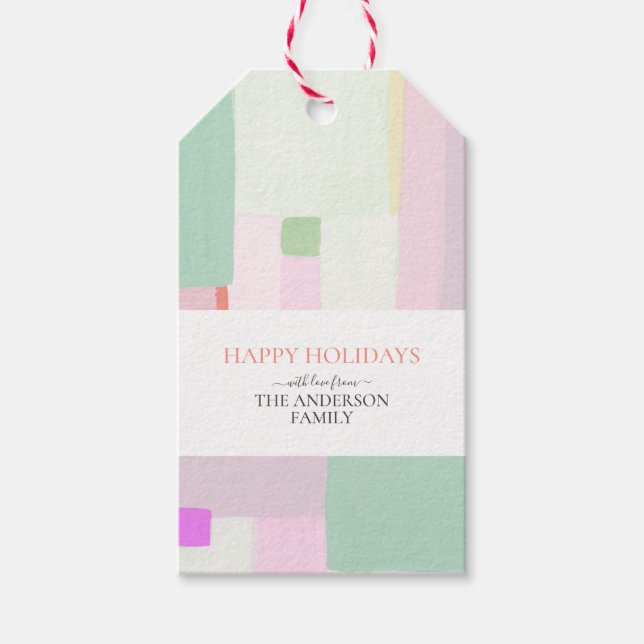 Étiquette de cadeau de Noël Joyeuses Fêtes Art Abs (Devant)