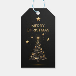 étiquette de cadeau de Noël noir et doré