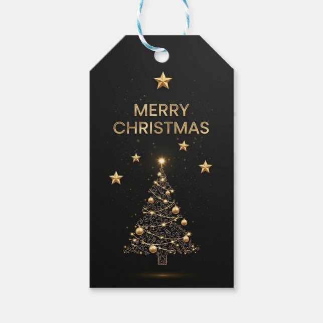 étiquette de cadeau de Noël noir et or (Devant)