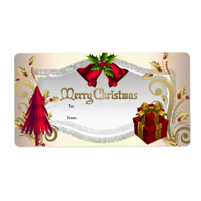 Étiquette de Cadeau de Noël Rouge Blanc Xmas (Devant)