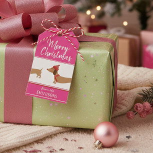 Étiquette de cadeau de Noël Teckel personnalisée r