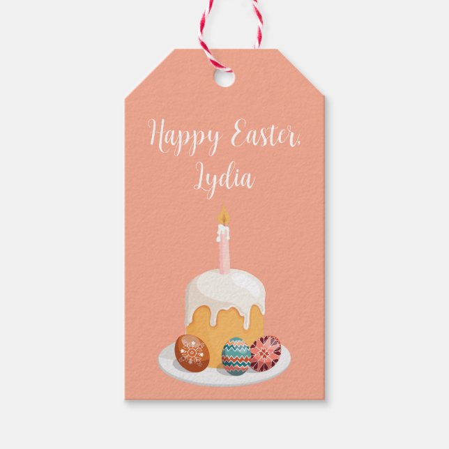 Étiquette de cadeau de Pâques personnalisée avec p (Devant)