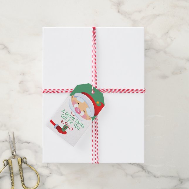 Étiquette de cadeau de Père Noël secret (Avec de la ficelle)