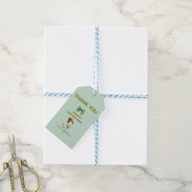 Étiquette de cadeau de petite princesse vert menth (Avec de laficelle)