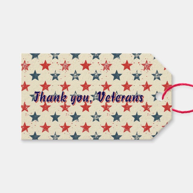 Étiquette de Cadeau de Remerciement aux Vétains Pa (Devant (Horizontal))
